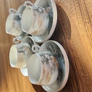 Kutani, Eggshell Pottery Set of 4 Antique Demitasse